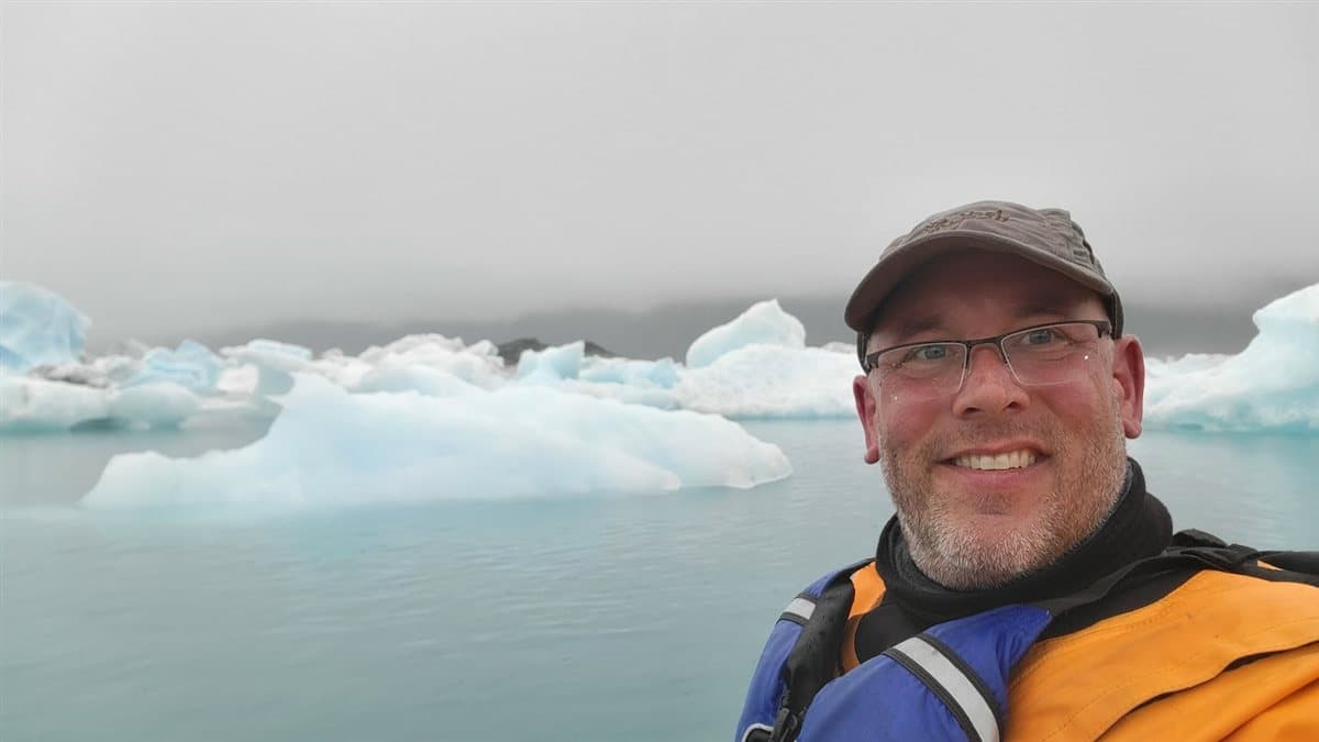 Tim at Jokulsarlon Glacier Lagoon, Iceland